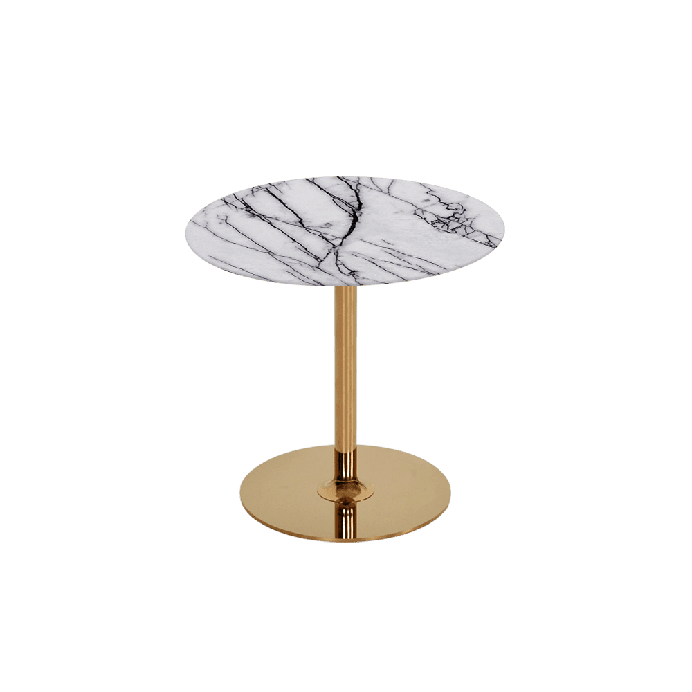 BELLA – Mix & Match Marble Side Table with Gold Coloured Stainless Steel Base (500mm)
