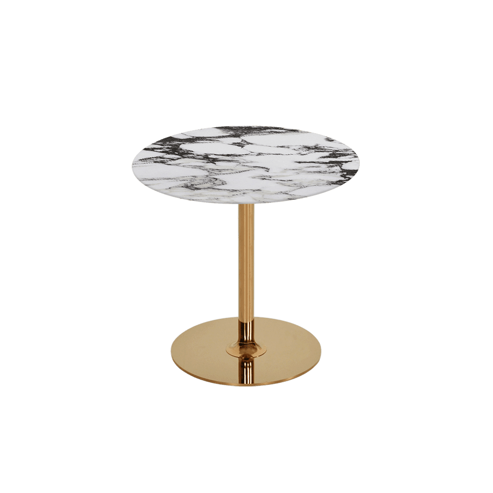 BELLA – Mix & Match Marble Side Table with Gold Coloured Stainless Steel Base (500mm)