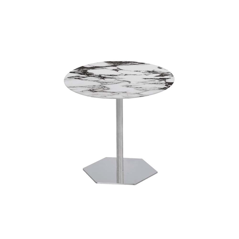 SILVIA Side Table - Mix & Match Marble Top with Silver Coloured Stainless Steel Base(500mm)