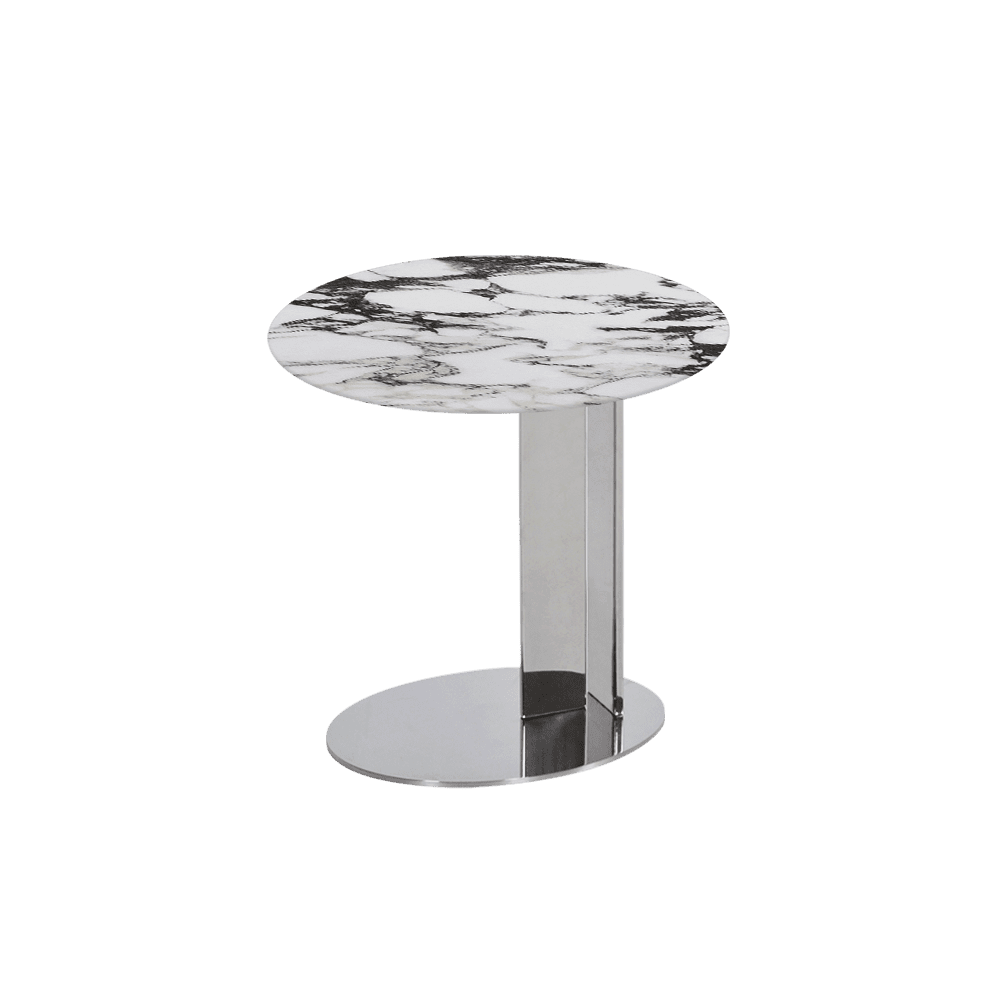 SILVIA Side Table - Mix & Match Marble Top with Silver Coloured Stainless Steel Base(500mm)