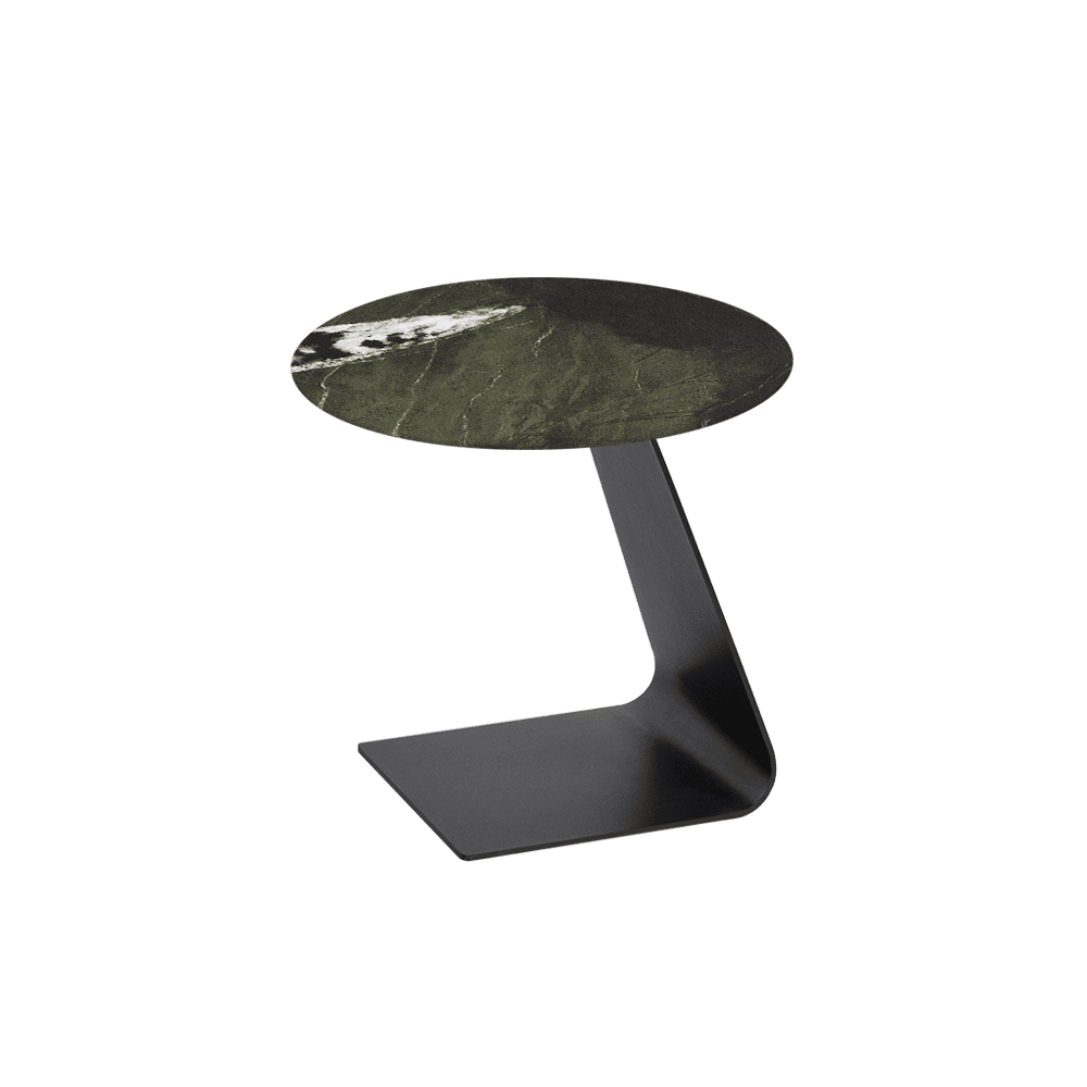 BAILEY Side Table - Mix & Match Marble Top with Black Coloured Steel Base(500mm)