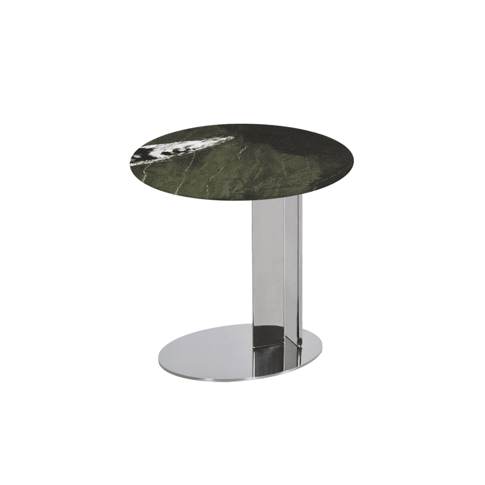 SILVIA Side Table - Mix & Match Marble Top with Silver Coloured Stainless Steel Base(500mm)