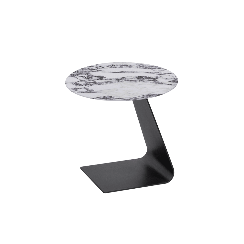 BAILEY Side Table - Mix & Match Marble Top with Black Coloured Steel Base(500mm)