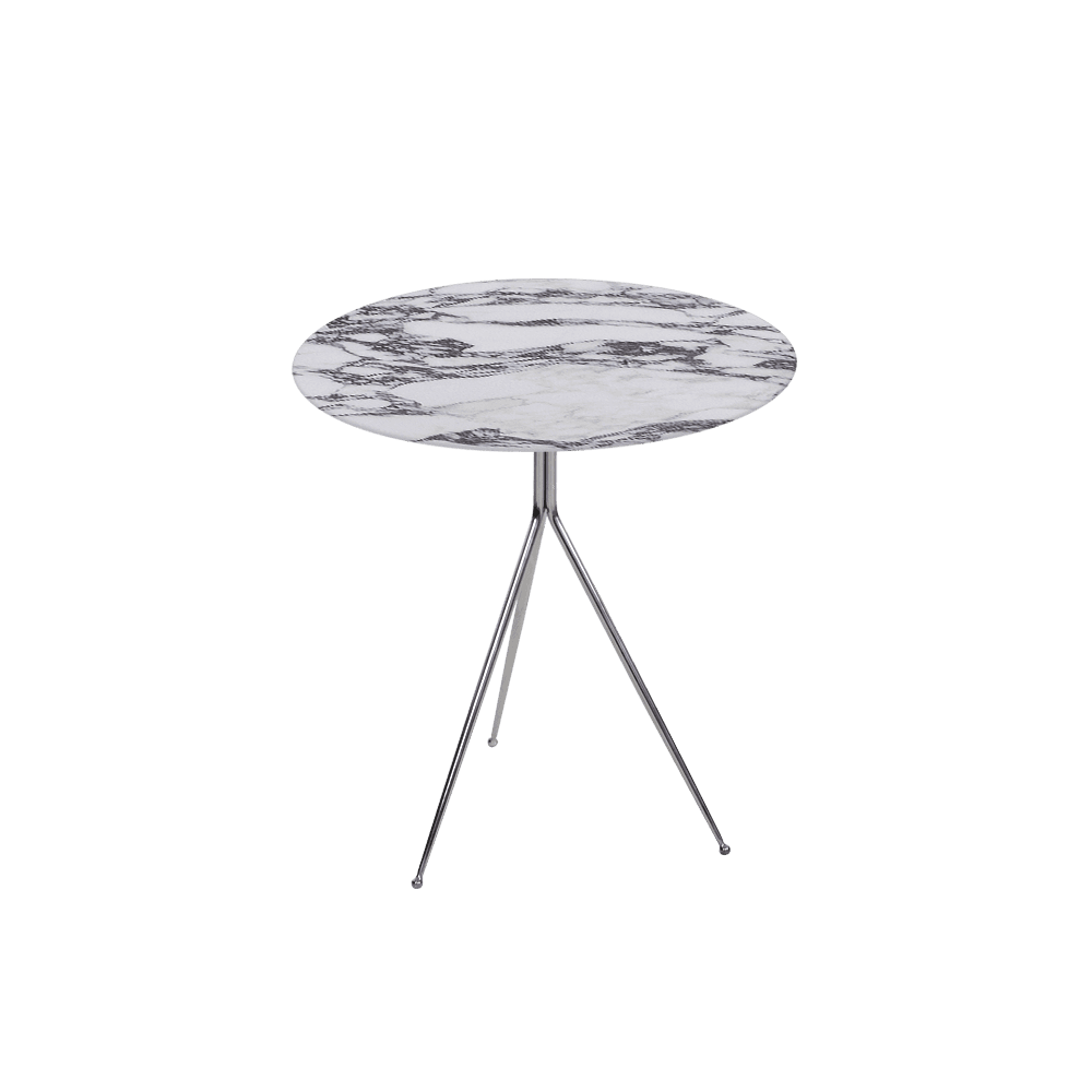 SILVIA Side Table - Mix & Match Marble Top with Silver Coloured Stainless Steel Base(500mm)