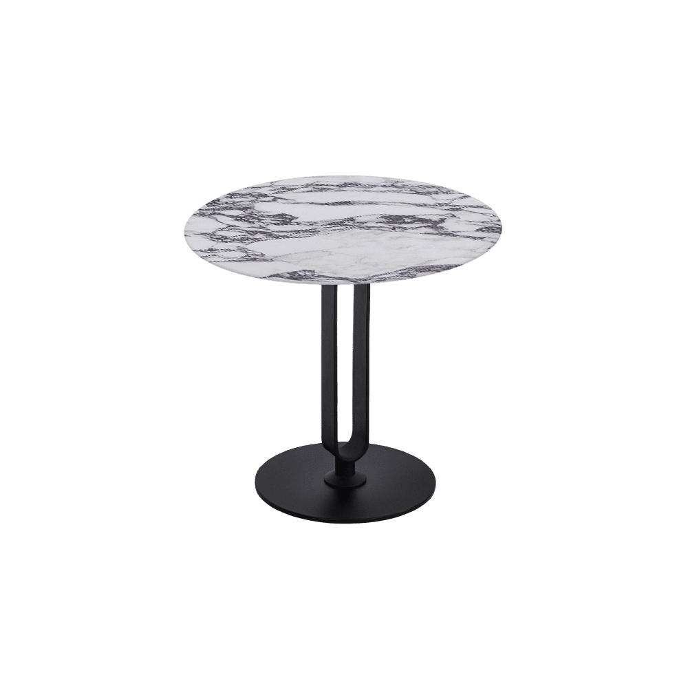 SELENA Side Table - Mix & Match Marble Top with Black Coloured Steel Base(500mm)