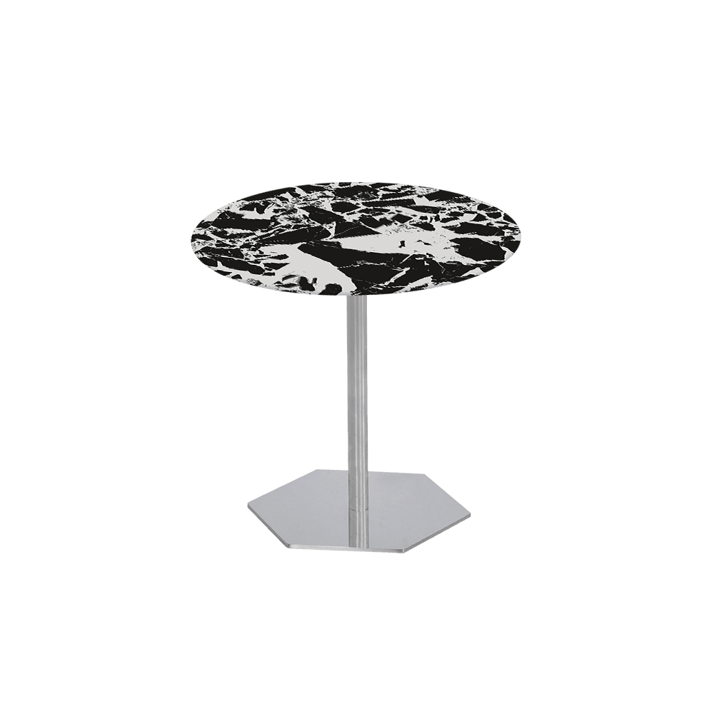 SILVIA Side Table - Mix & Match Marble Top with Silver Coloured Stainless Steel Base(500mm)
