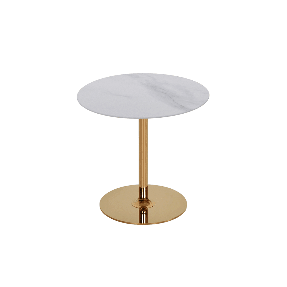 BELLA – Mix & Match Marble Side Table with Gold Coloured Stainless Steel Base (500mm)