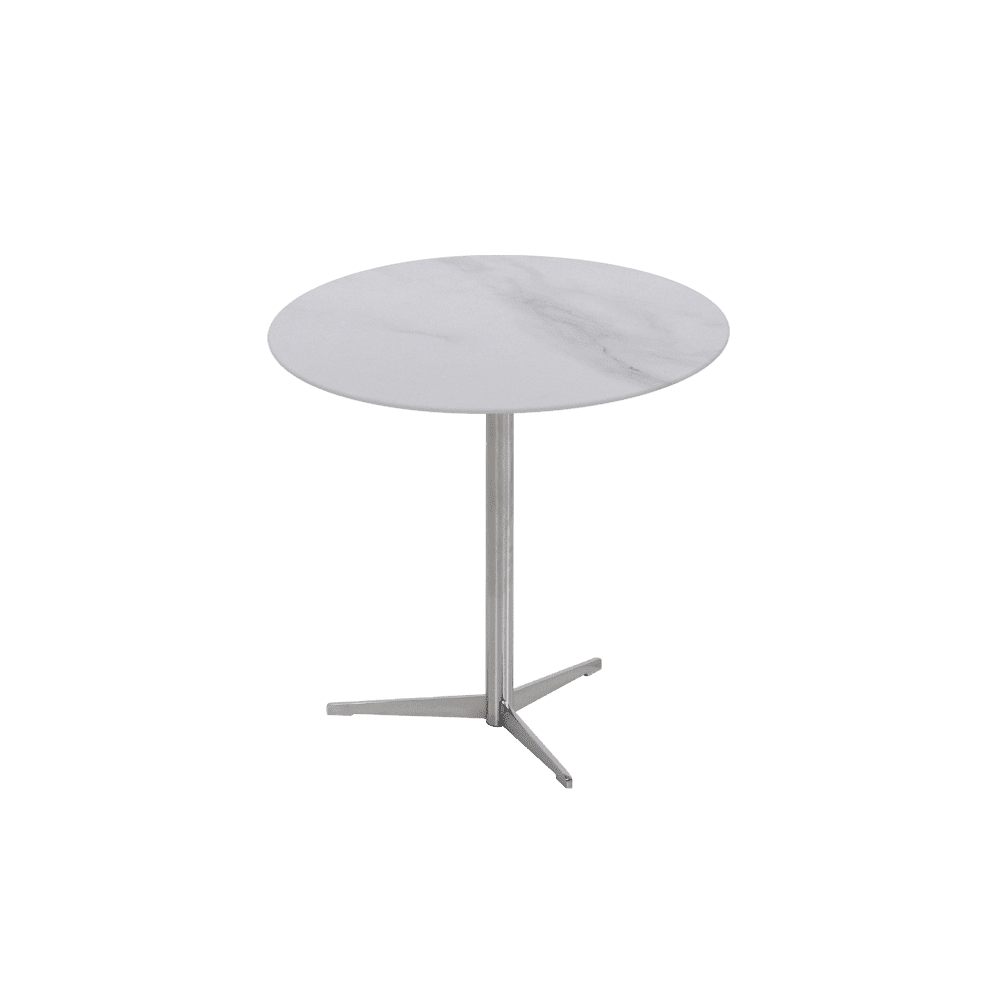 SILVIA Side Table - Mix & Match Marble Top with Silver Coloured Stainless Steel Base(500mm)