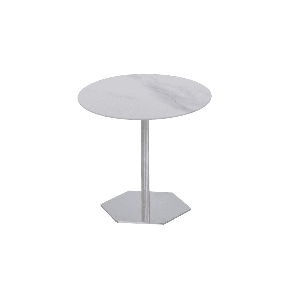 SILVIA Side Table - Mix & Match Marble Top with Silver Coloured Stainless Steel Base(500mm)