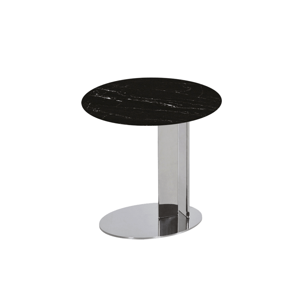 SILVIA Side Table - Mix & Match Marble Top with Silver Coloured Stainless Steel Base(500mm)