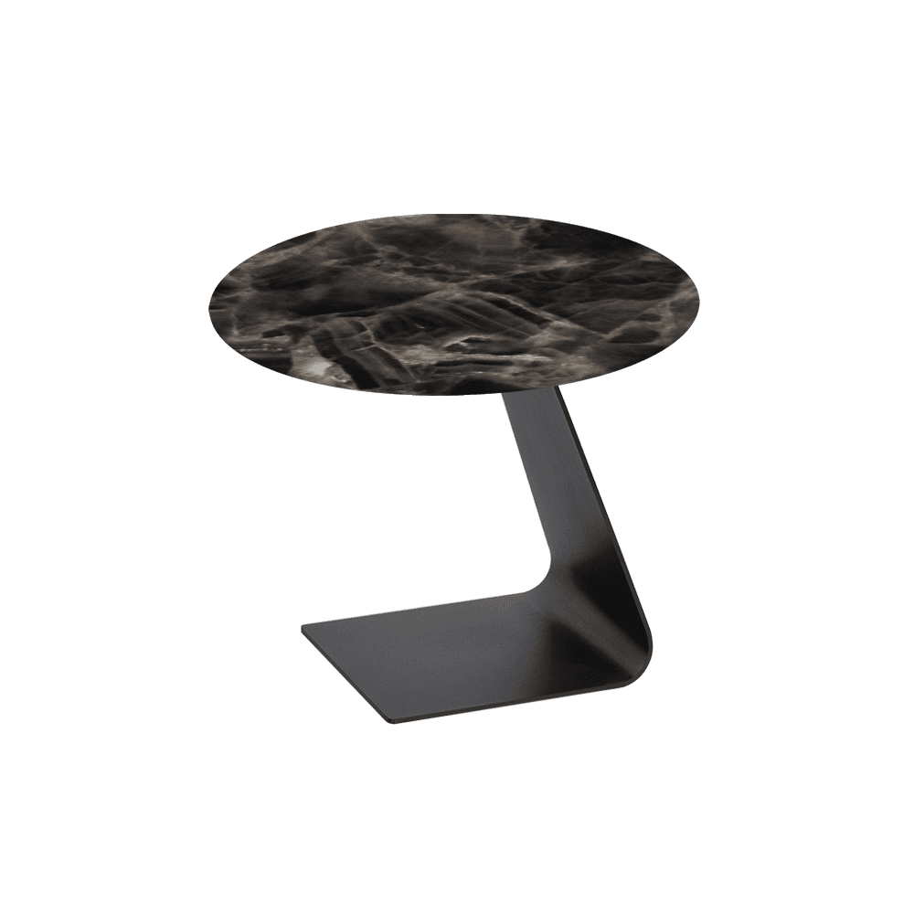 BAILEY Side Table - Mix & Match Marble Top with Black Coloured Steel Base(600mm)