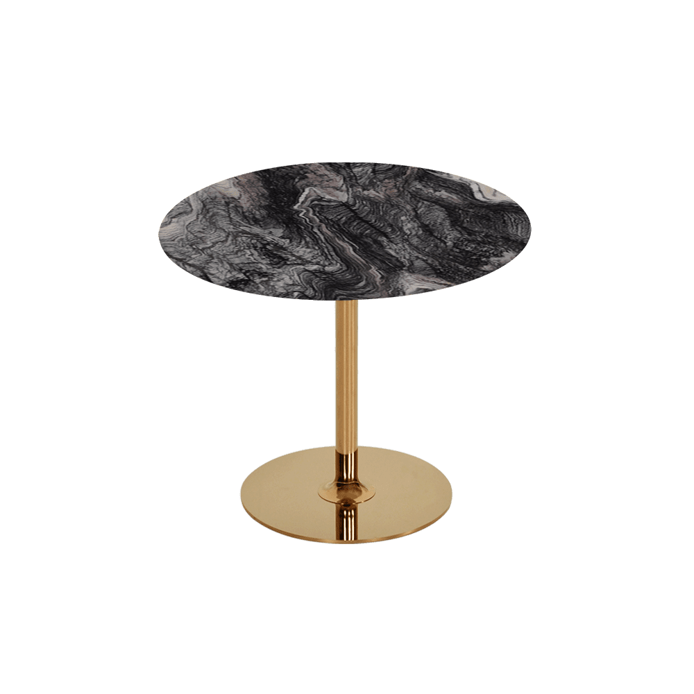 BELLA – Mix & Match Marble Side Table with Gold Coloured Stainless Steel Base (0.6m)