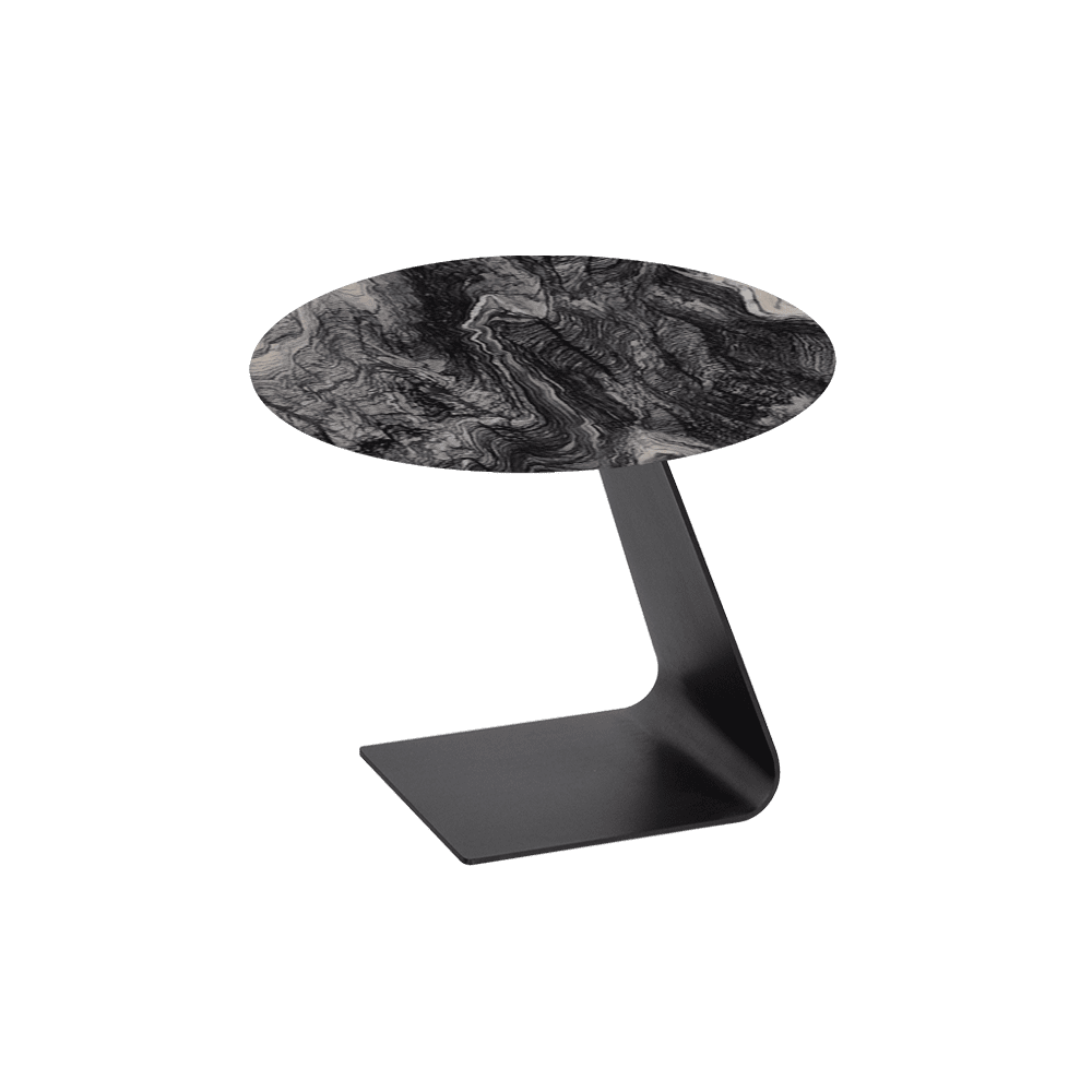 BAILEY Side Table - Mix & Match Marble Top with Black Coloured Steel Base(600mm)