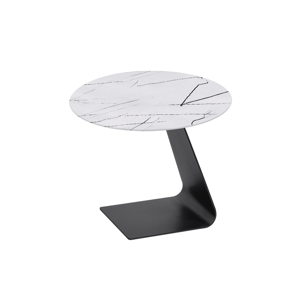 BAILEY Side Table - Mix & Match Marble Top with Black Coloured Steel Base(600mm)