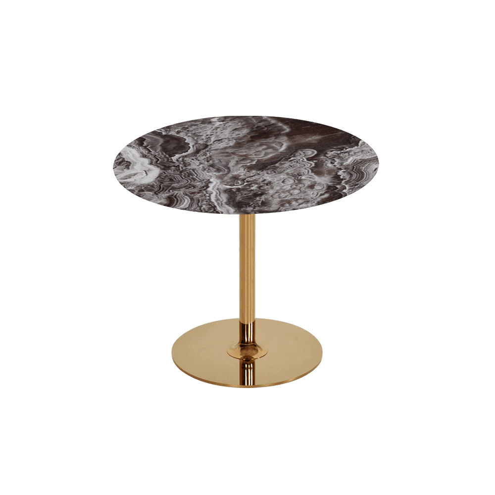 BELLA – Mix & Match Marble Side Table with Gold Coloured Stainless Steel Base (0.6m)