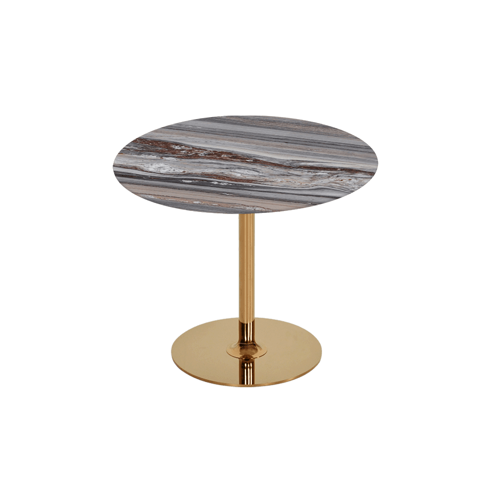 BELLA – Mix & Match Marble Side Table with Gold Coloured Stainless Steel Base (0.6m)
