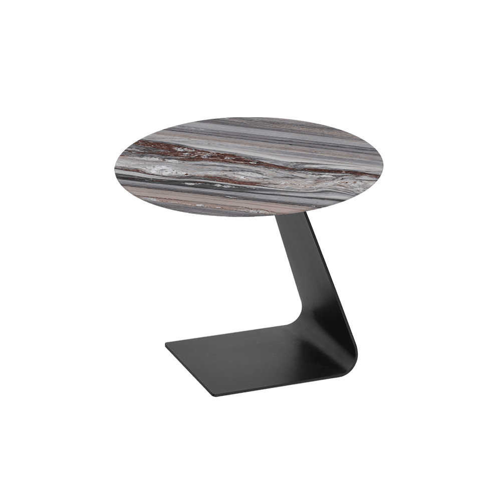 BAILEY Side Table - Mix & Match Marble Top with Black Coloured Steel Base(600mm)