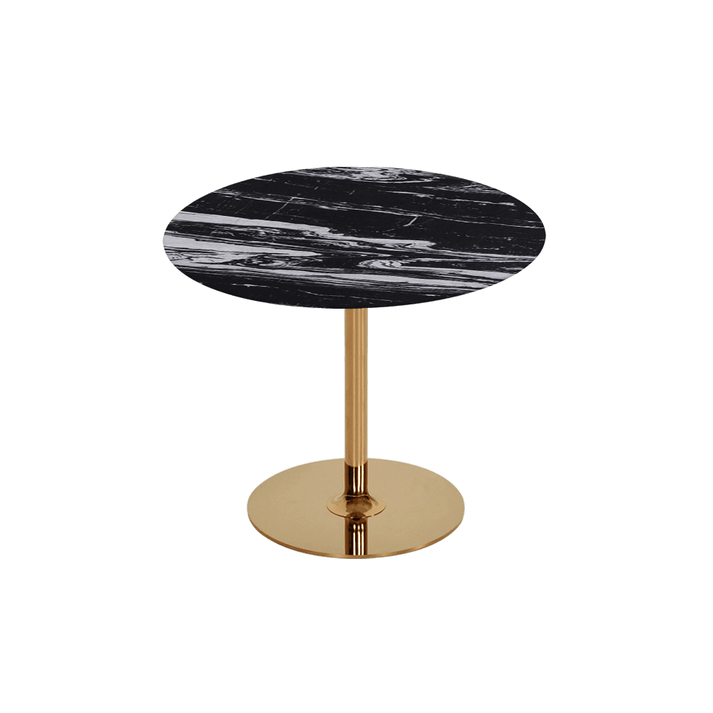 BELLA – Mix & Match Marble Side Table with Gold Coloured Stainless Steel Base (0.6m)