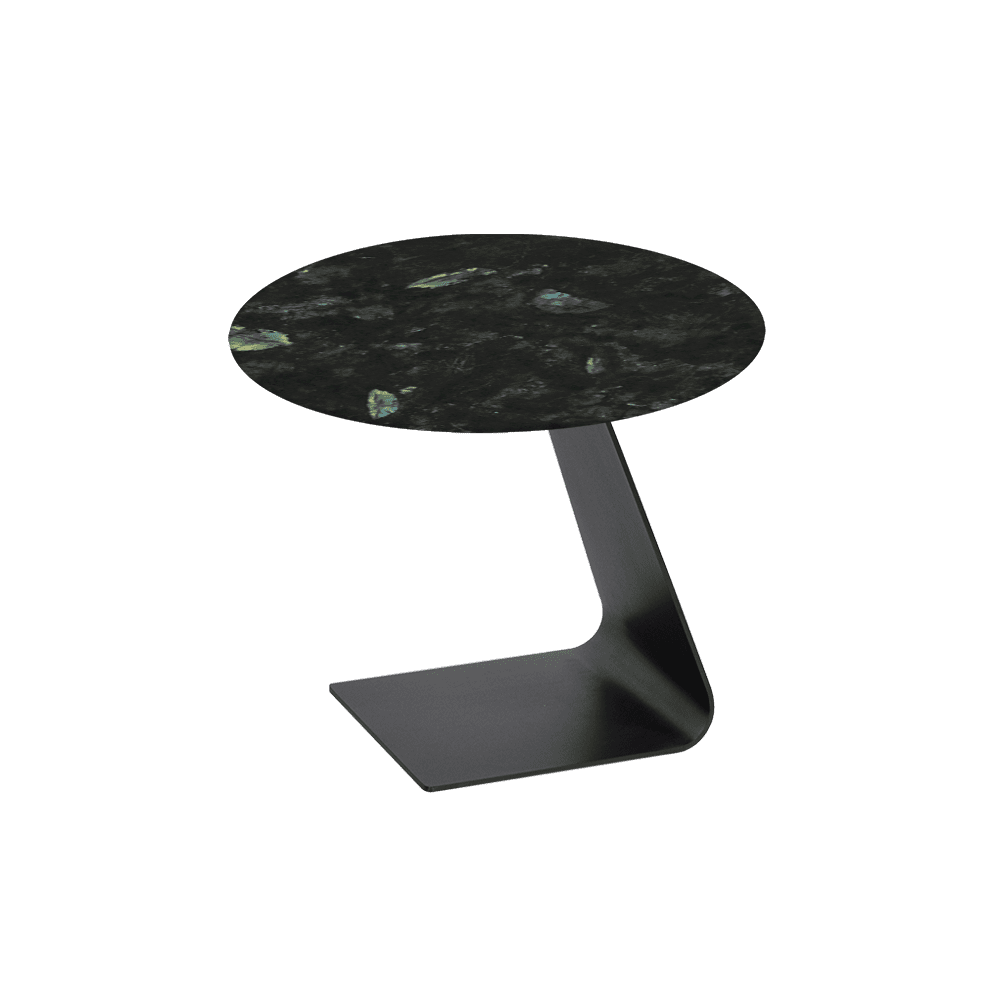 BAILEY Side Table - Mix & Match Marble Top with Black Coloured Steel Base(600mm)