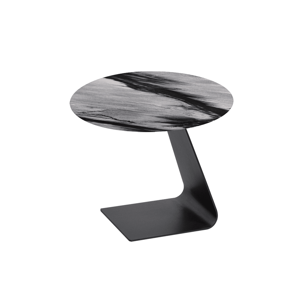 BAILEY Side Table - Mix & Match Marble Top with Black Coloured Steel Base(600mm)