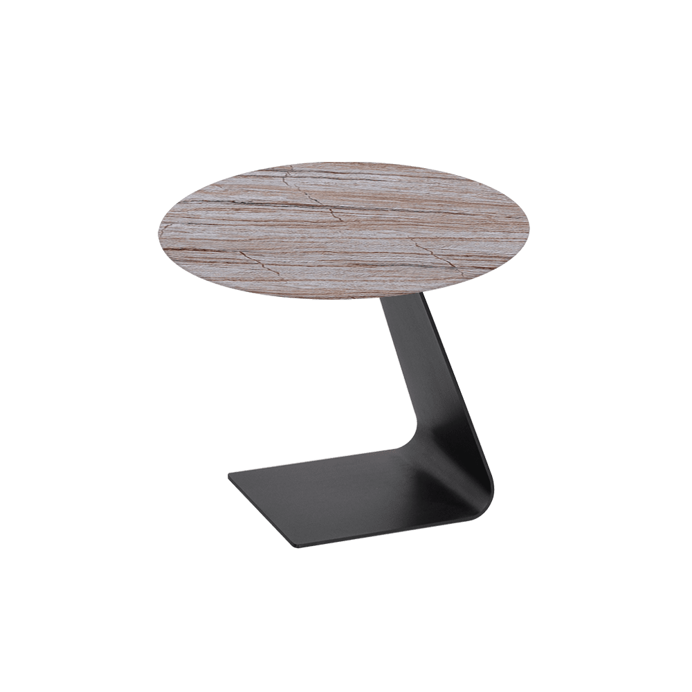 BAILEY Side Table - Mix & Match Marble Top with Black Coloured Steel Base(600mm)