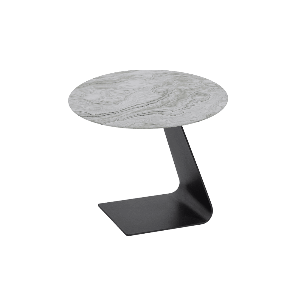 BAILEY Side Table - Mix & Match Marble Top with Black Coloured Steel Base(600mm)