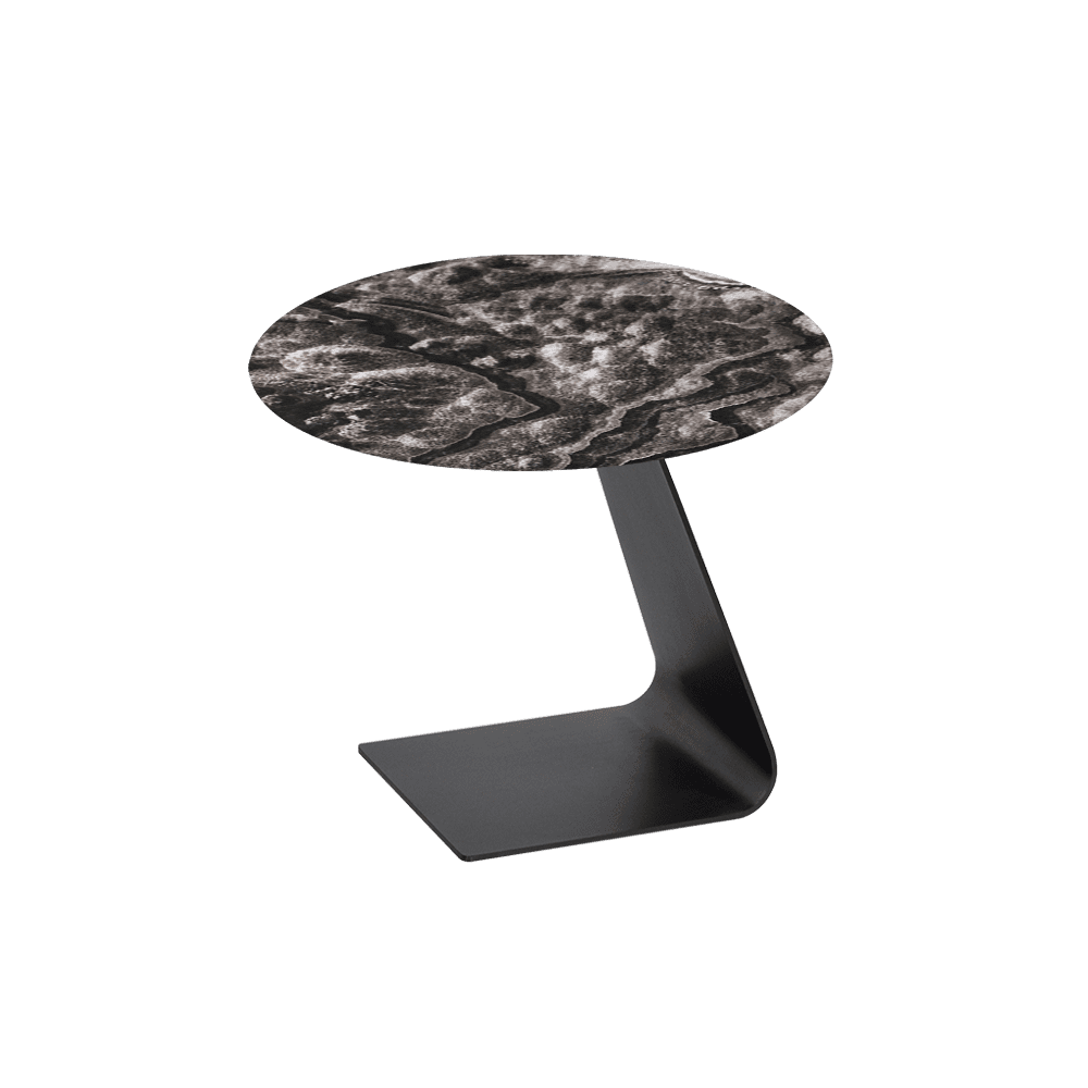 BAILEY Side Table - Mix & Match Marble Top with Black Coloured Steel Base(600mm)