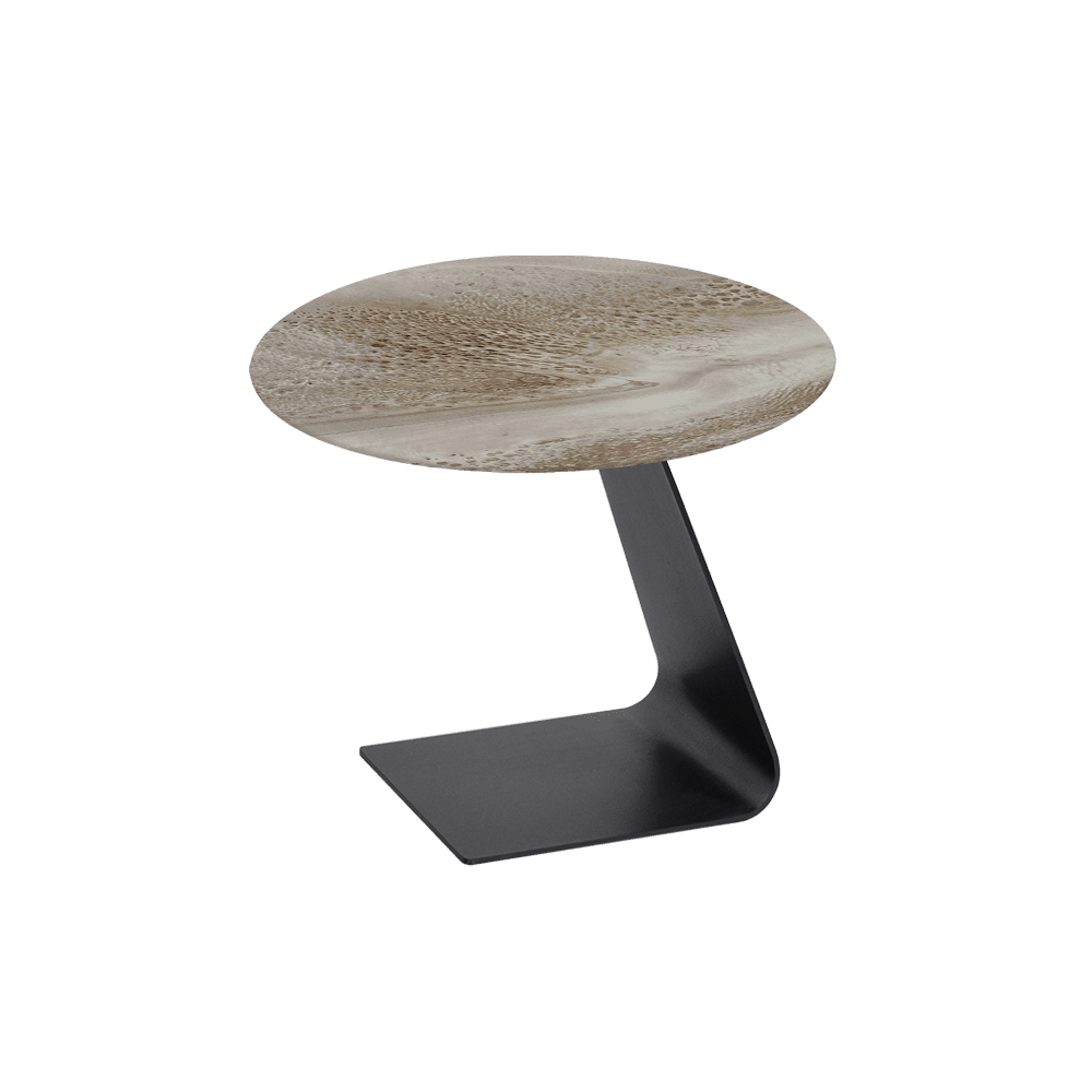 BAILEY Side Table - Mix & Match Marble Top with Black Coloured Steel Base(600mm)