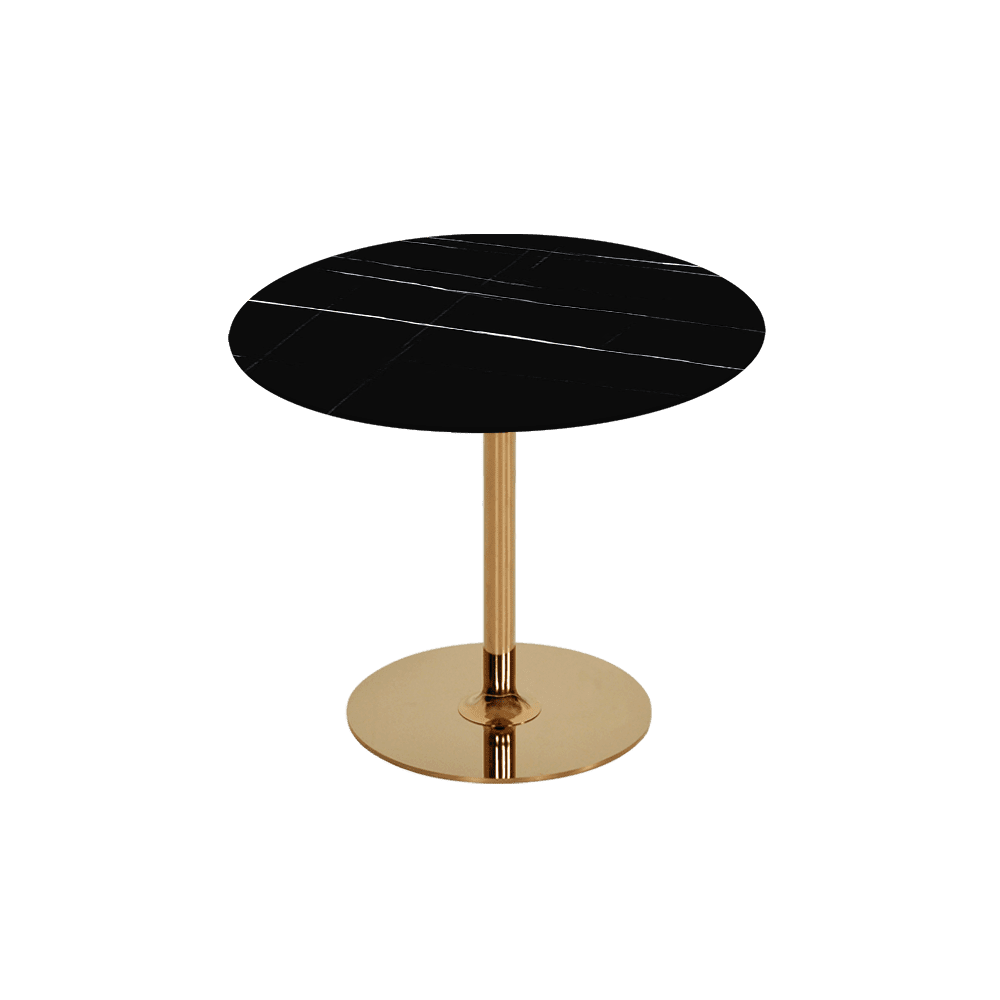 BELLA – Mix & Match Marble Side Table with Gold Coloured Stainless Steel Base (0.6m)