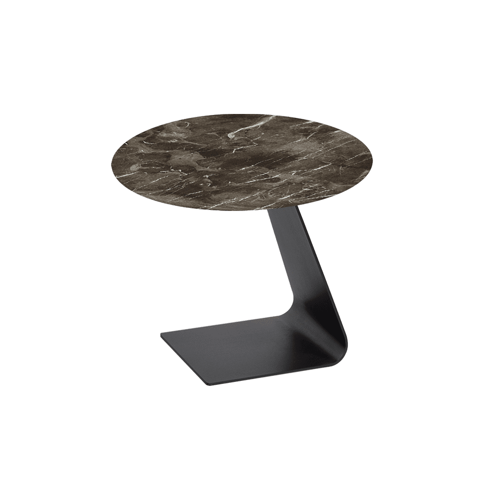BAILEY Side Table - Mix & Match Marble Top with Black Coloured Steel Base(600mm)