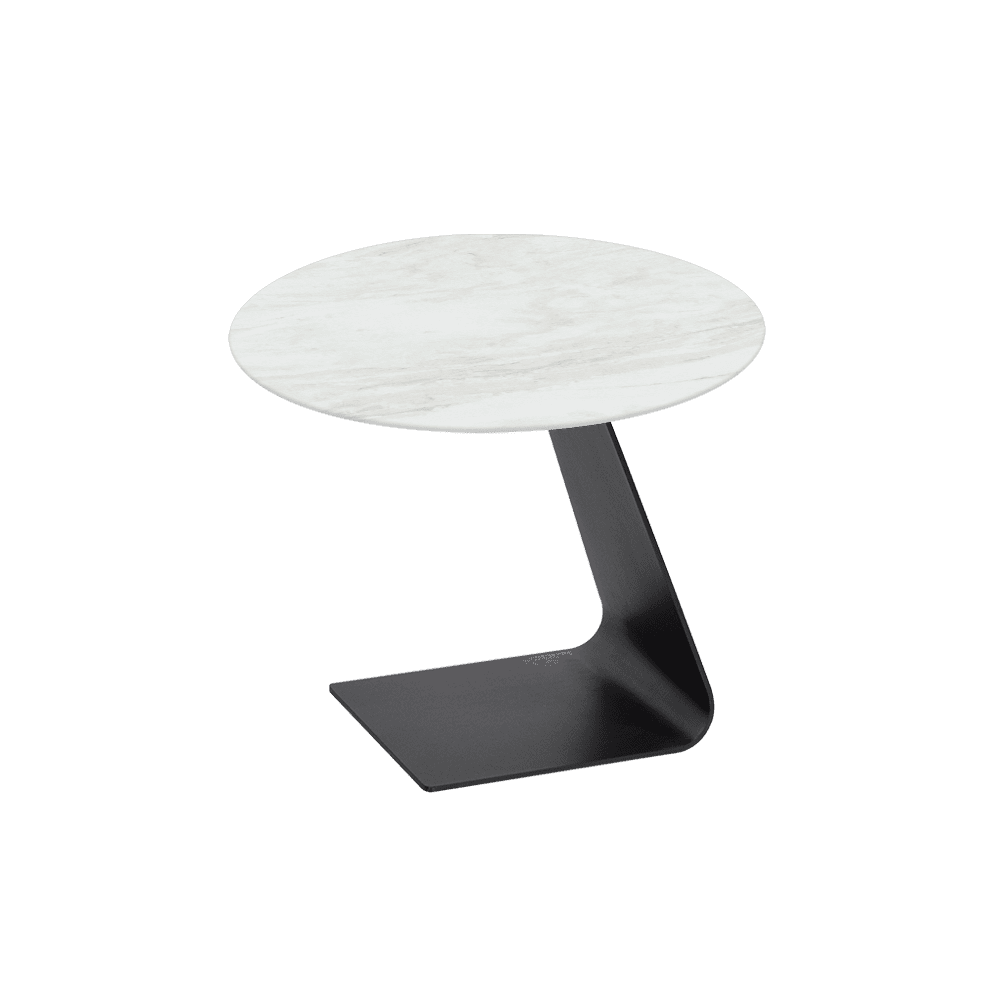 BAILEY Side Table - Mix & Match Marble Top with Black Coloured Steel Base(600mm)