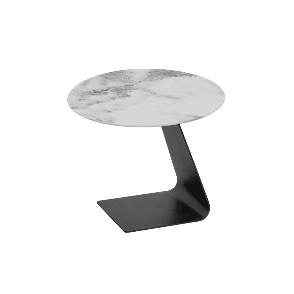 BAILEY Side Table - Mix & Match Marble Top with Black Coloured Steel Base(600mm)
