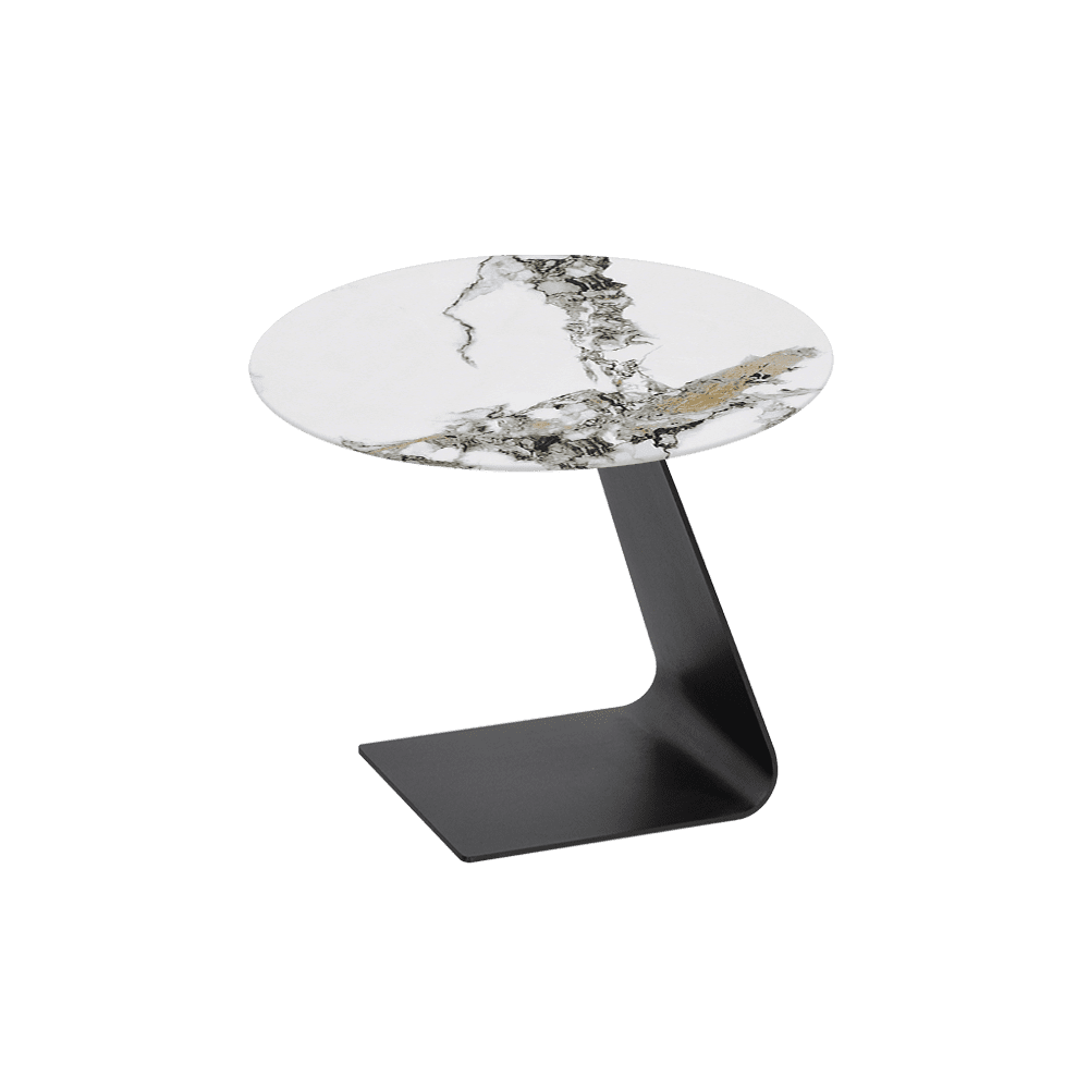 BAILEY Side Table - Mix & Match Marble Top with Black Coloured Steel Base(600mm)