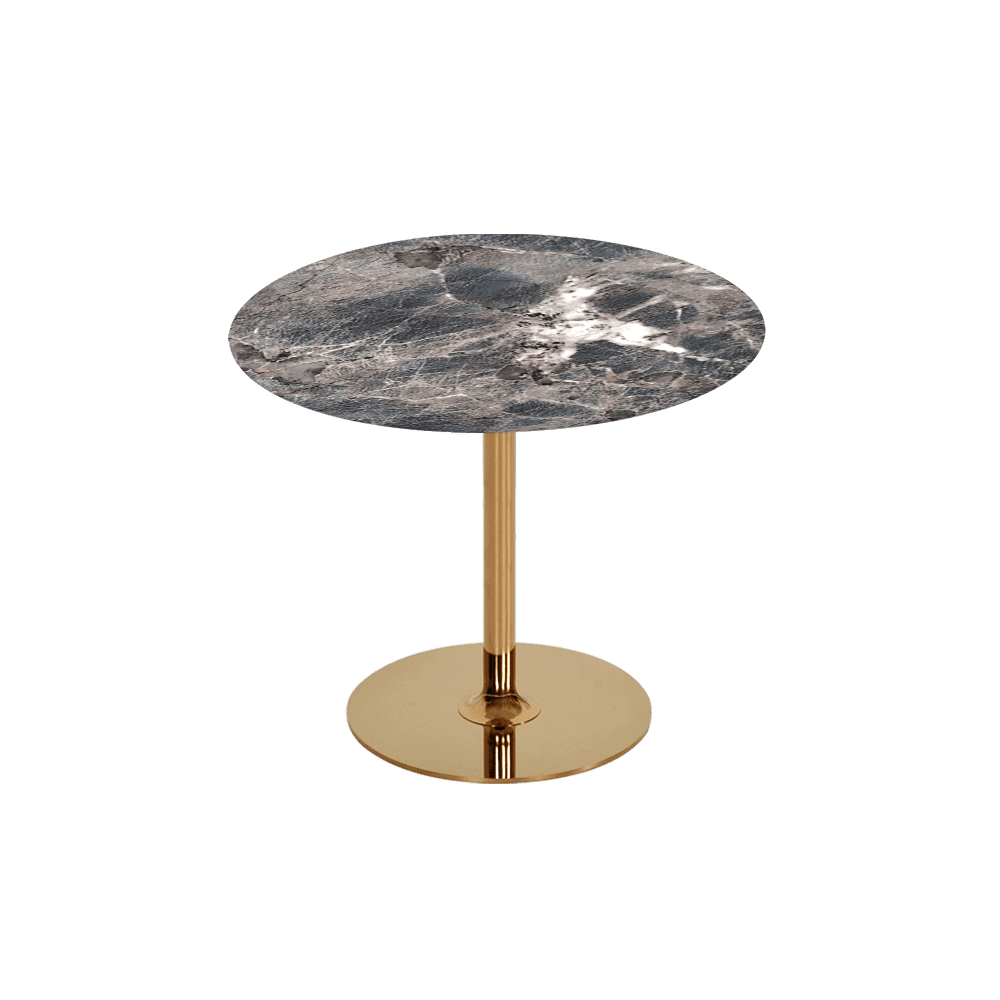 BELLA – Mix & Match Marble Side Table with Gold Coloured Stainless Steel Base (0.6m)