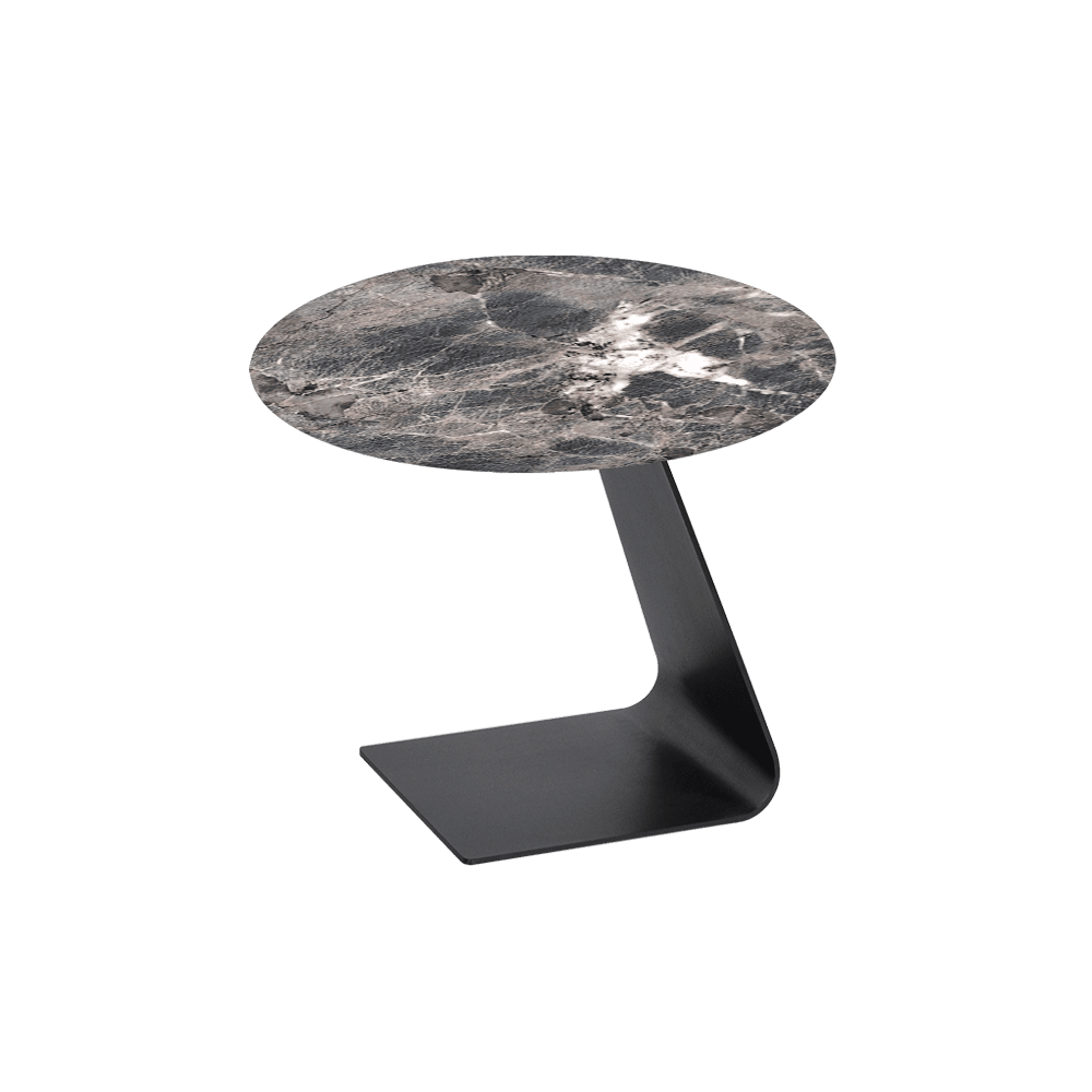 BAILEY Side Table - Mix & Match Marble Top with Black Coloured Steel Base(600mm)