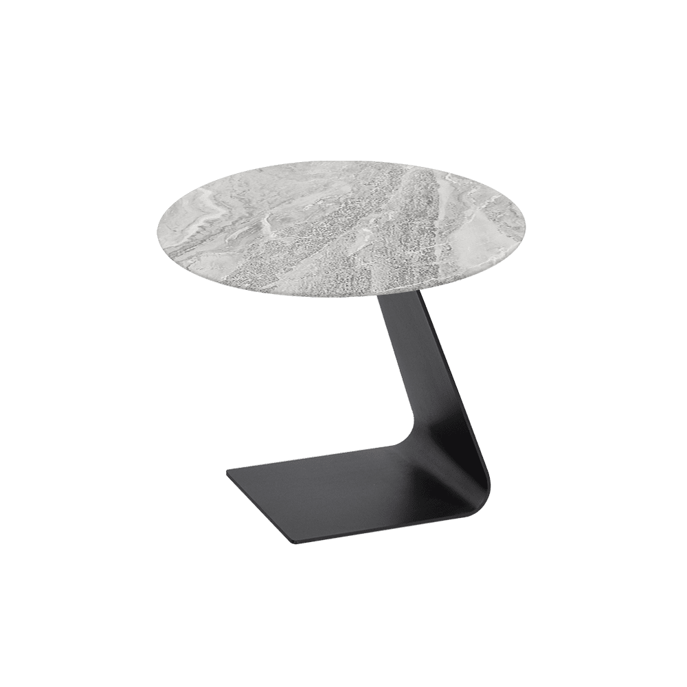 BAILEY Side Table - Mix & Match Marble Top with Black Coloured Steel Base(600mm)