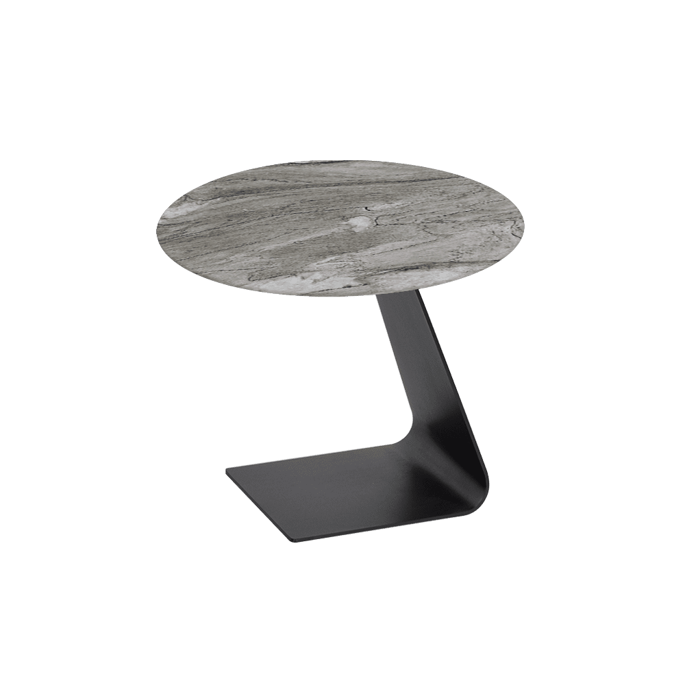 BAILEY Side Table - Mix & Match Marble Top with Black Coloured Steel Base(600mm)
