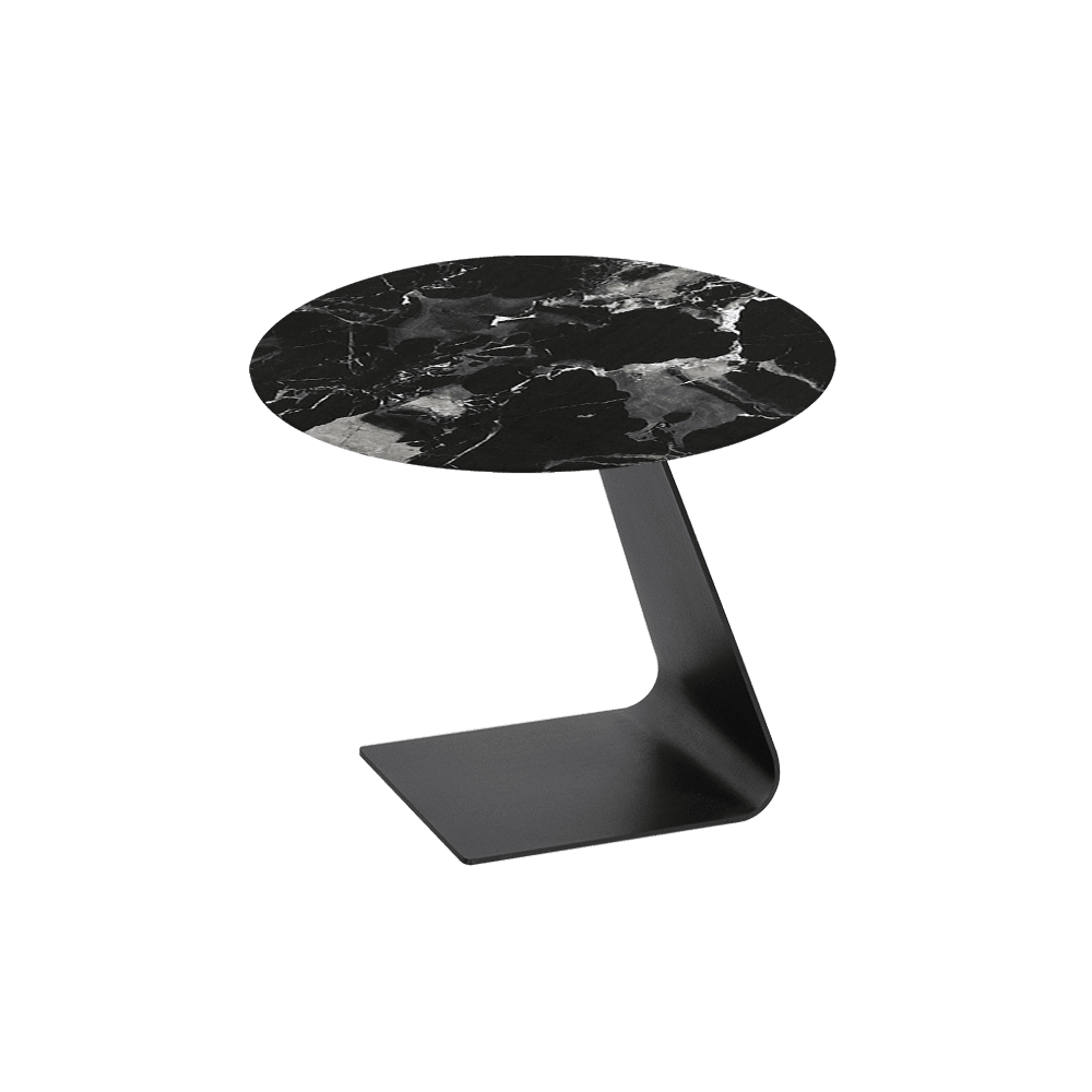 BAILEY Side Table - Mix & Match Marble Top with Black Coloured Steel Base(600mm)