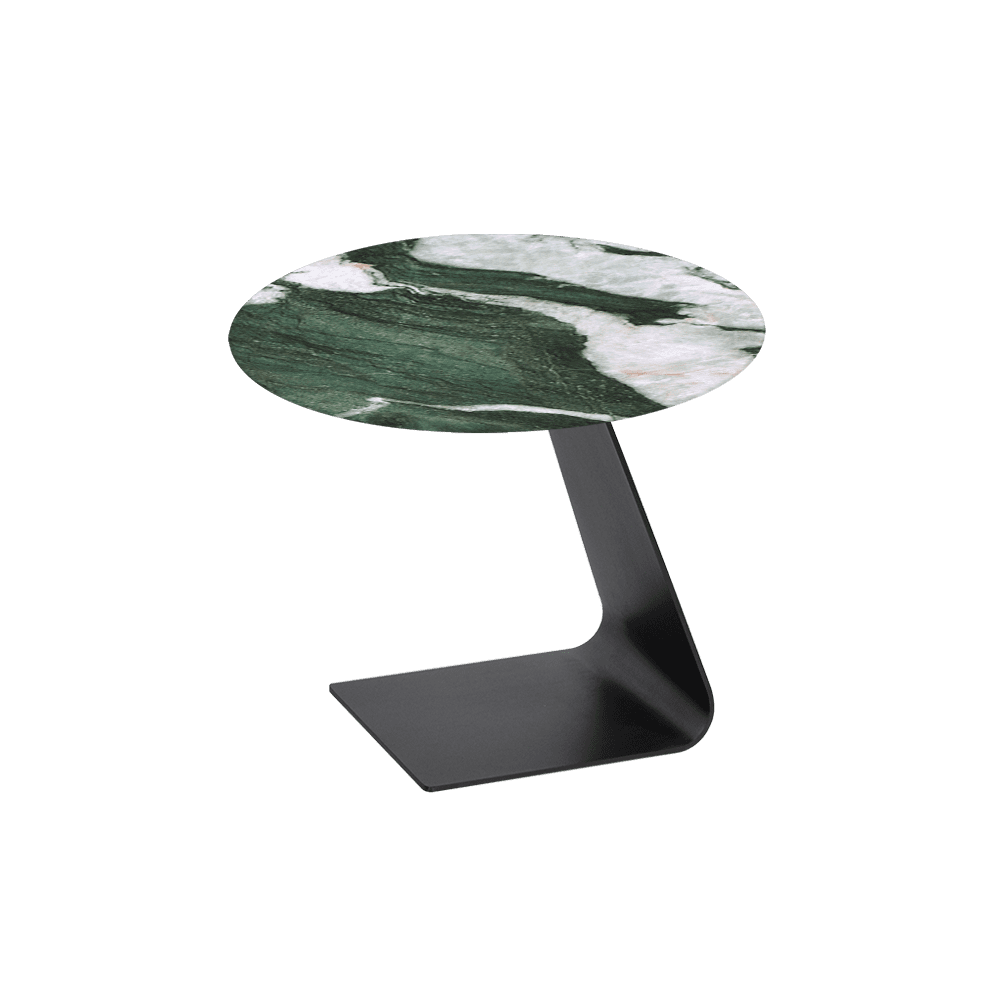 BAILEY Side Table - Mix & Match Marble Top with Black Coloured Steel Base(600mm)