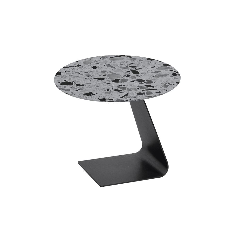 BAILEY Side Table - Mix & Match Marble Top with Black Coloured Steel Base(600mm)