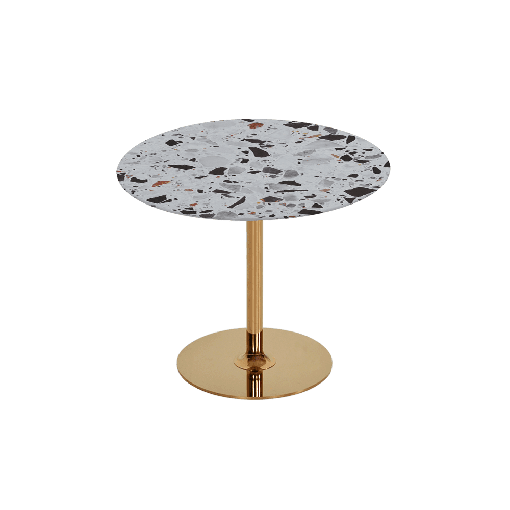 BELLA – Mix & Match Marble Side Table with Gold Coloured Stainless Steel Base (0.6m)