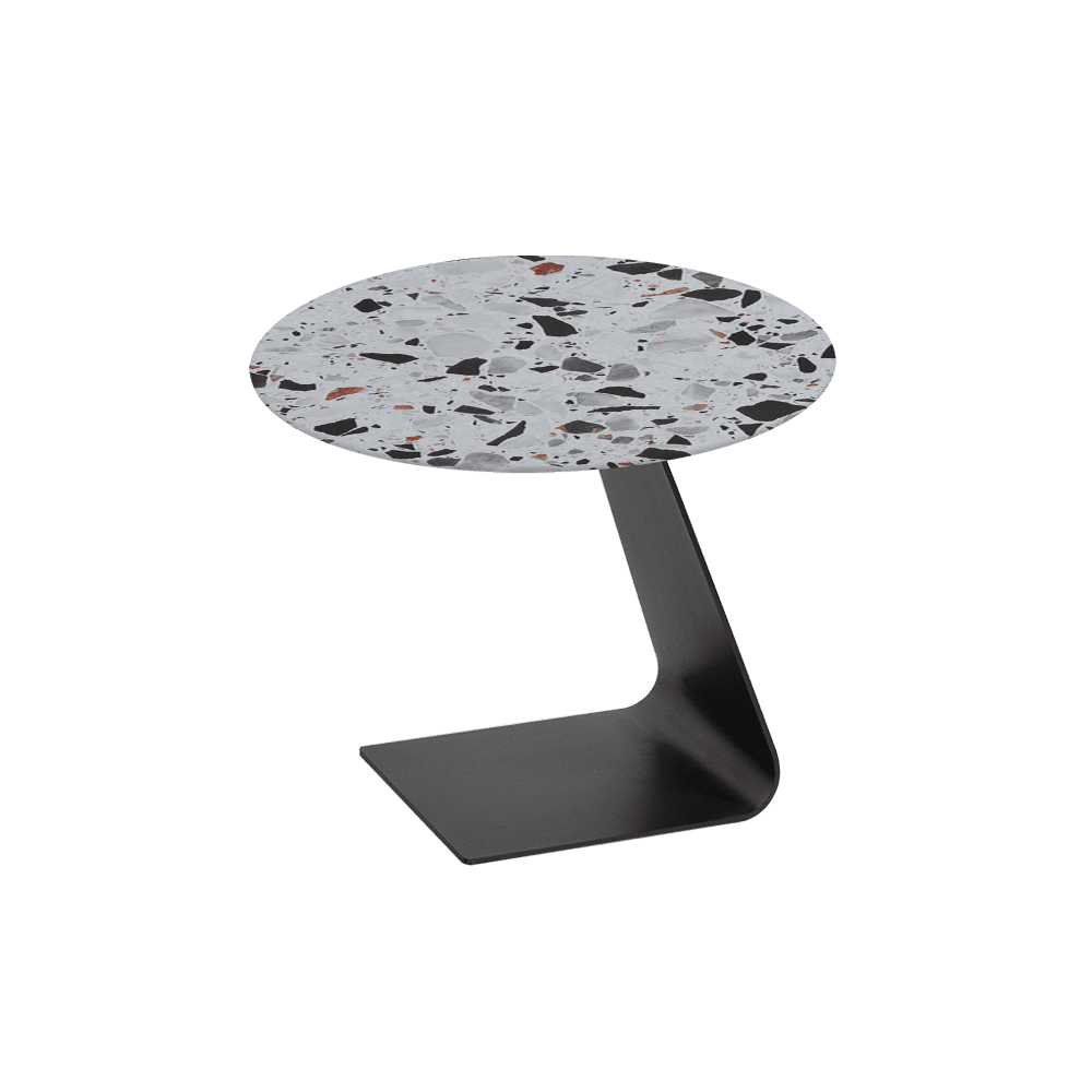 BAILEY Side Table - Mix & Match Marble Top with Black Coloured Steel Base(600mm)