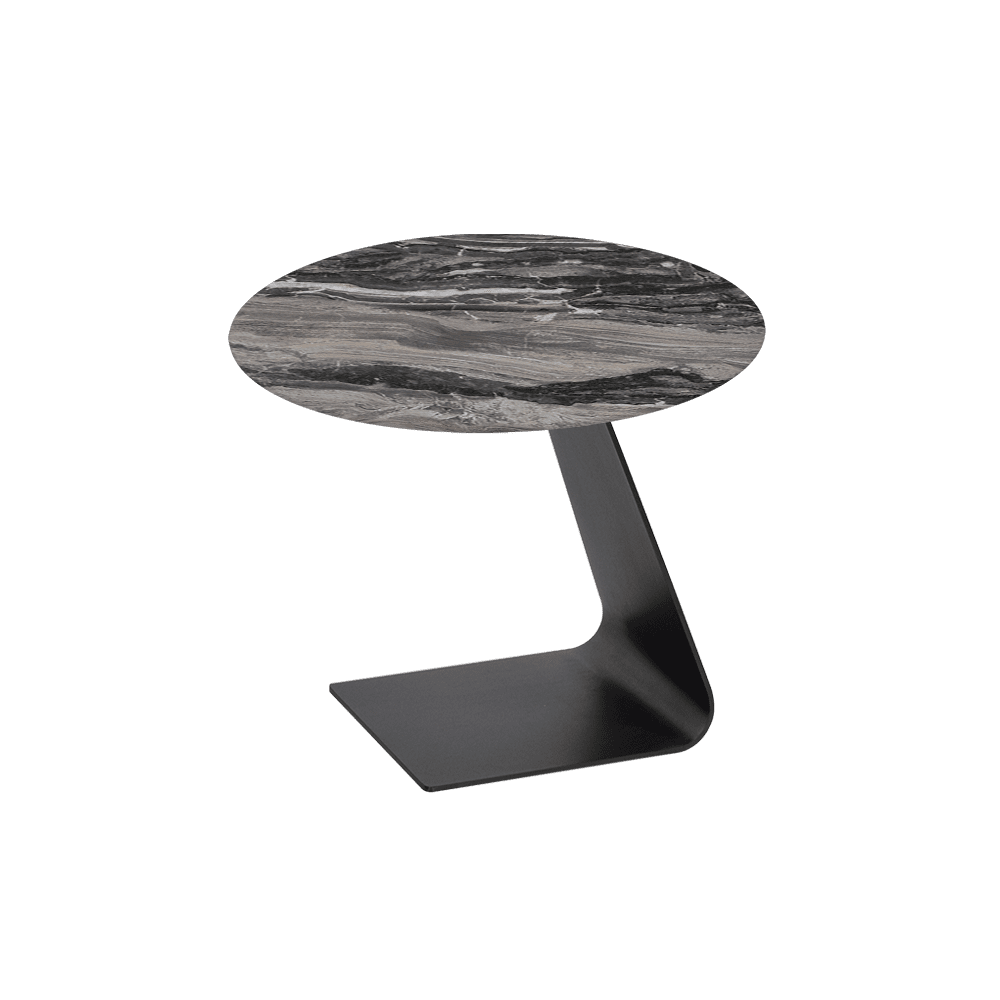 BAILEY Side Table - Mix & Match Marble Top with Black Coloured Steel Base(600mm)