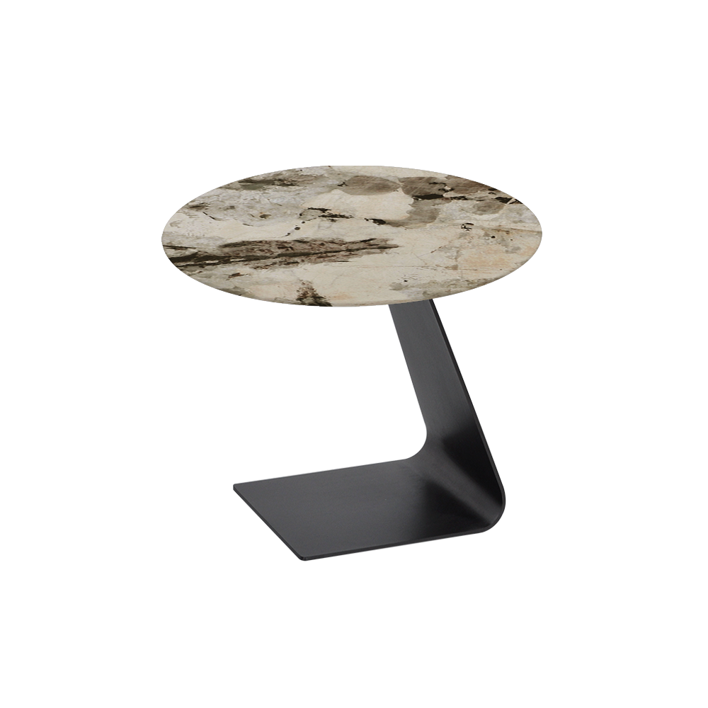 BAILEY Side Table - Mix & Match Marble Top with Black Coloured Steel Base(600mm)