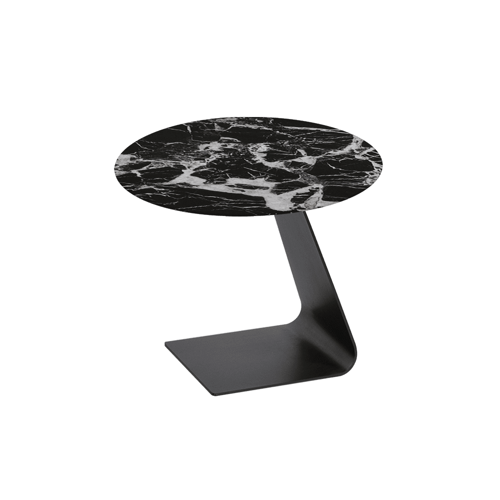 BAILEY Side Table - Mix & Match Marble Top with Black Coloured Steel Base(600mm)