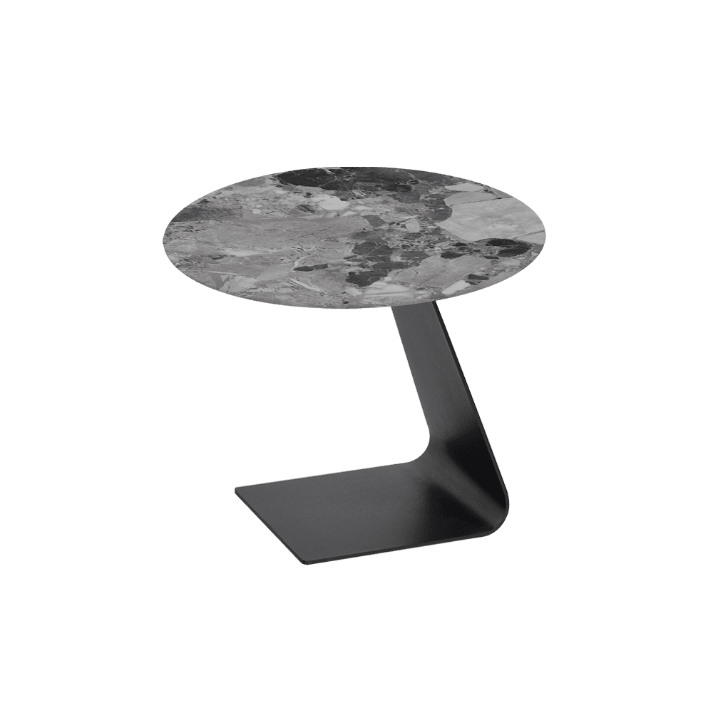 BAILEY Side Table - Mix & Match Marble Top with Black Coloured Steel Base(600mm)