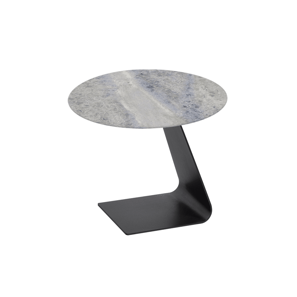 BAILEY Side Table - Mix & Match Marble Top with Black Coloured Steel Base(600mm)