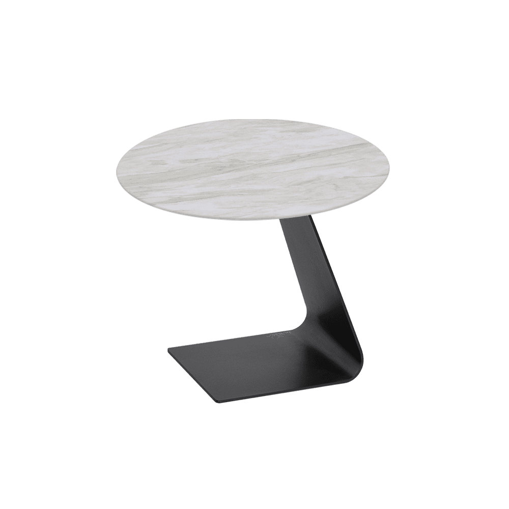 BAILEY Side Table - Mix & Match Marble Top with Black Coloured Steel Base(600mm)
