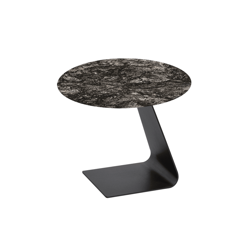 BAILEY Side Table - Mix & Match Marble Top with Black Coloured Steel Base(600mm)