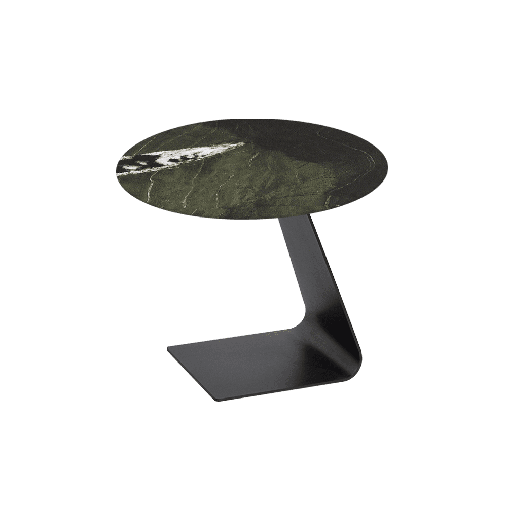 BAILEY Side Table - Mix & Match Marble Top with Black Coloured Steel Base(600mm)